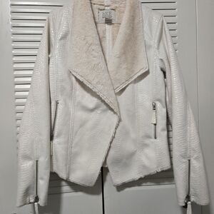 BKE Faux Leather Snakeskin Jacket Inner Faux Fur Size M